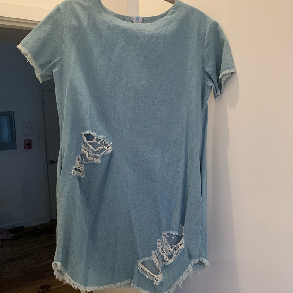 Distressed Denim Dress